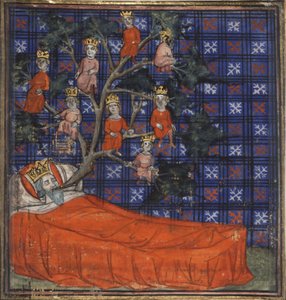 Drzewo Jessego z historyka Biblii Guiart des Moulins, 1400-1415