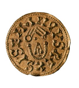 Tremisis (lub triens) króla Sisenanda, odlew w Tarraco, Hiszpania, VII w. (moneta)