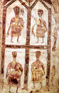 Ilustracja z „Brewiarza Alaryka, 506 (welum) autorstwa Visigothic Visigothic
