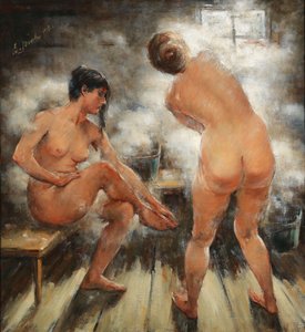 W rosyjskiej łaźni parowej, 1918. autorstwa Vitali Gavrilovich Tikhov