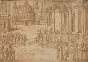 Po Carpaccio - Ofiarowanie Dziewicy w świątyni ok. 1500-20 autorstwa Vittore Carpaccio