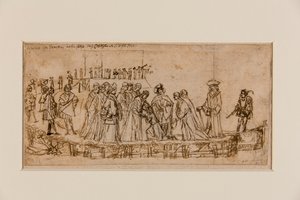 Angielski książę Conan żegnający się ze swoim ojcem (pióro i atrament na kredzie na papierze) (prosto z 5933931) autorstwa Vittore Carpaccio