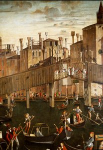 Cud Relikwii Krzyża Świętego na Moście Rialto w Wenecji, Detal. Obraz Vittore Scarpazza dit Vittore Carpaccio (1460-1525) autorstwa Vittore Carpaccio