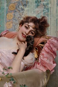 Dama z małym psem, detal autorstwa Vittorio Matteo Corcos