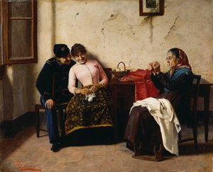 Vittorio Reggianinin (1858-1938) kosija, öljy kankaalle, 65x59,5 cm kiillotettu