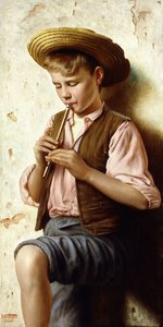 Młody chłopak z fletem autorstwa Vittorio Rignano