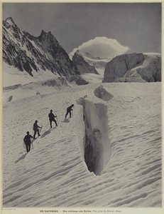 W regionie Dauphine we francuskich Alpach: szczelina lodowca Glacier Blanc na Barre des Ecrins autorstwa Vittorio Sella