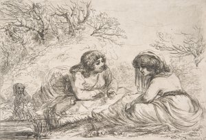 Dwie kobiety w krajobrazie, XVIII-pocz. XIX w., XVIII-pocz. XIX w. autorstwa Vivant Denon