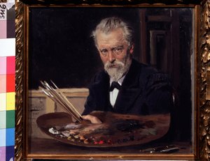 Autoportret (Autoportret). Obraz Władimira Jegorowicza Makovskiego (Makovsky, Makovskij) (1846-1920), huile sur toile autorstwa Vladimir Egorovic Makovsky