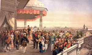 Uroczystości publiczne po koronacji cesarza Aleksandra III na polu Chodynki (Z albumu koronacyjnego) przez Włodzimierza Jegorowicza Makowskiego (1846-1920) autorstwa Vladimir Egorovic Makovsky