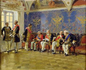 Czekając na audiencję, 1904 (olej na drewnie) autorstwa Vladimir Egorovic Makovsky
