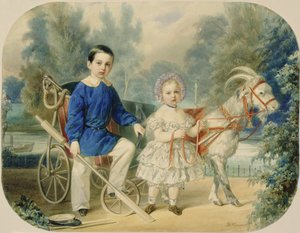 Wielki książę Aleksander i wielki książę Aleksiej jako dzieci, 1853 (wc na tekturze)
