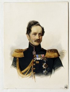 Portret księcia Aleksieja Fiodorowicza Orłowa (1787-1862) (Portret księcia A. F. Orłowa). Rosyjski żołnierz i dyplomata. Praca Władimira Iwanowicza Hau (Gau) (1816-1895), akwarela na papierze