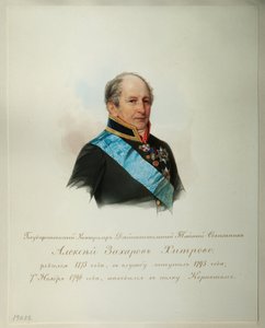 Portret Aleksieja Zacharowicza Chitrowo (1776-1854) (Z albumu cesarskiej gwardii konnej) - Hau (Gau), Władimir Iwanowicz (1816-1895) - 1846-1849 - Akwarela na papierze - Instytut Literatury Rosyjskiej IRLI (Puszkin- Dom), Sankt Petersburg autorstwa Vladimir Ivanovich Hau