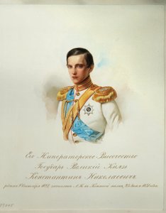 Portret wielkiego księcia Konstantina Nikołajewicza Rosji (1827-1892) (z albumu cesarskiej gwardii konnej) - Hau (Gau), Władimir Iwanowicz (1816-1895) - 1846-1849 - Akwarela na papierze - Instytut Literatury Rosyjskiej IRLI (Dom Puszkina), Św. Piotr autorstwa Vladimir Ivanovich Hau