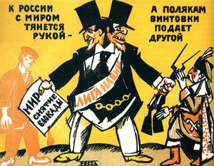 Plakat satyryczny na temat Ligi Narodów, 1920.