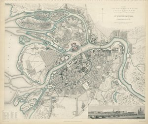 Mapa Petersburga, 1834 autorstwa W.B. Clarke