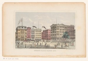 Park Row, Manhattan Plac drukarski 1868 (tytuł na obiekcie) autorstwa W.C. Rogers and Co.