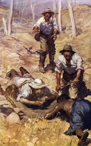 Kapitan Gray i jego drużyna znajdują wodę (kolor lito) autorstwa W.R.S. (after) Stott