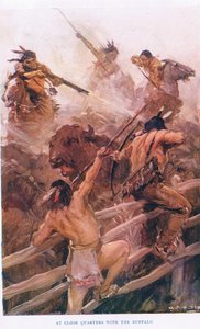 W Close Quarters with the Buffalo, ilustracja z „The Romance of Canada” (kolor lito)