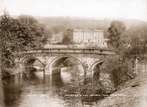 Chatsworth House i most na rzece Derwent, Derbyshire, 1853 autorstwa WR and S
