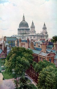 Widok z Old Bailey na katedrę św. Pawła, Londyn, ok. 1930. autorstwa W.S. Campbell