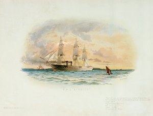 HMS "Warrior" (1860), koniec XIX wieku (kolorowa litografia) autorstwa W.S. Tomkin