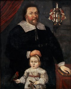 Sir Edward Lawrence z synem i papugą autorstwa W. (attr. to) Flesshier