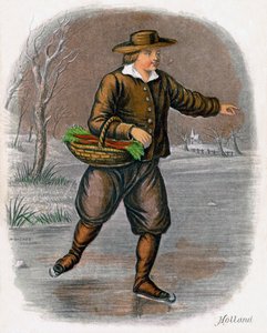Holender na łyżwach z koszem warzyw, 1809 r.