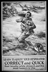 Plakat Armii Amerykańskiej ostrzegający przed atakiem gazowym autorstwa W. G. (after) Thayer