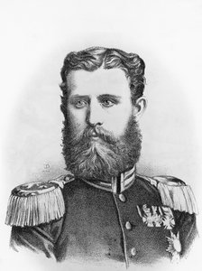 Portret księcia Leopolda Hohenzollern-Sigmaringen (1835-1905), pruskiego kandydata na tron hiszpański, rycina