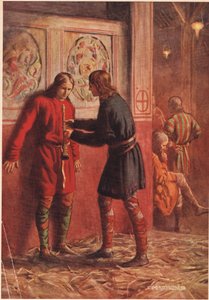 Hamlet próbuje sprawić, by Guildenstern grał na fajce, z „Hamleta” Williama Szekspira, wydanie opublikowane przez Hodder und Stoughton w 1915