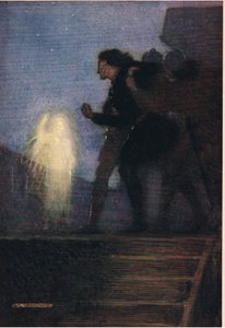 Ukazuje mu się ojciec Hamleta z „Hamleta” Williama Szekspira, wydanie opublikowane przez Hodder und Stoughton w 1915 r.