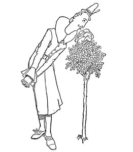 Wszystkie troski i smutki zostały zapomniane przez tego, który wdychał jego zapach, ok. 1930 r autorstwa William Heath Robinson