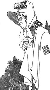 Nosiła duży kapelusz z najpiękniejszymi kwiatami, ok. 1930 r autorstwa William Heath Robinson