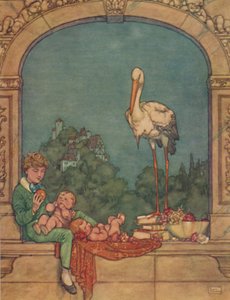 Przyniesiemy mu dwoje maluchów, brata i siostrę, ok. 1930 r autorstwa William Heath Robinson