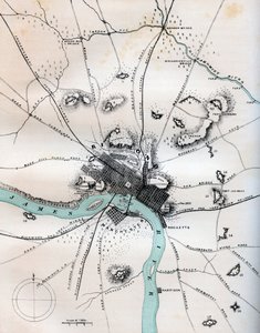 Mapa Richmond i okolic pokazująca wszystkie baterie, 1862-1867. autorstwa W Kemble