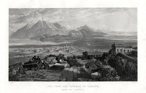 Miasto i przesmyk Koryntu z Akropolu, Grecja, 1887