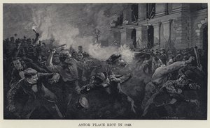 Astor Place Riot w 1849 roku (lito) autorstwa W. P. Snyder
