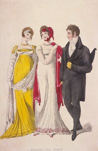 Dwie kobiety i mężczyzna w pełnej sukni wieczorowej, c1810
