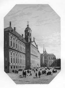 Ratusz w Amsterdamie, Holandia, c1870