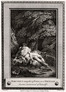 Narcyz widząc swoje odbicie w źródle rozkochał się w sobie, 1775