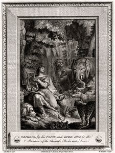 Orfeusz swoim Głosem i Lirą przyciąga uwagę Zwierzęta, skały i drzewa, 1774.