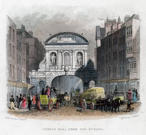Temple Bar, z Strand, Londyn, 1829.