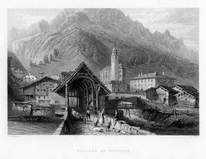 Wieś Splugen, Szwajcaria, 1834