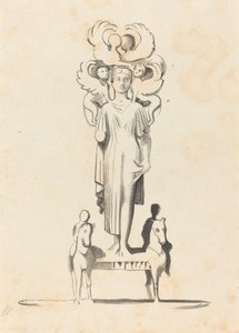 Brązowa Figura Minerwy, znaleziona w Barrowof Achilles autorstwa W. Walton after John Flaxman