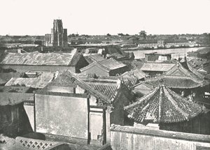 Widok ogólny przedstawiający ruiny katedry, Tien-Cin, Chiny, 1895. autorstwa W and S Ltd