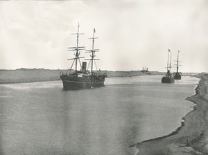 Statki na Kanale Sueskim, Kantara, Egipt, 1895.