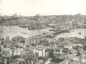 Most Galata przez Złoty Róg, Konstantynopol, Imperium Osmańskie, 1895.