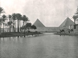 Piramidy i Nil, Gizeh, Egipt, 1895.